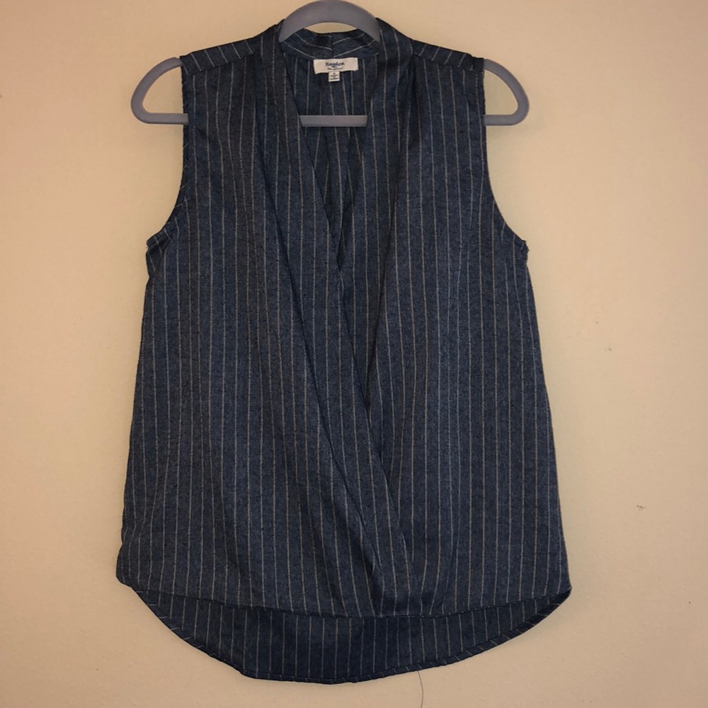 Hayden Denim Stripe High Low Top Size Small